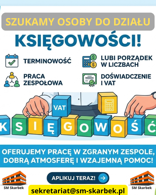Szukamy pracownika do Działu Księgowości